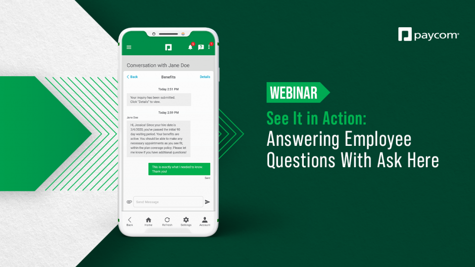 See It In Action Answering Employee Questions With Ask Here Paycom