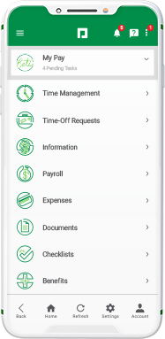 Employee Self-Service mobile dashboard