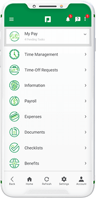 Mobile phone screen of employee self-service app